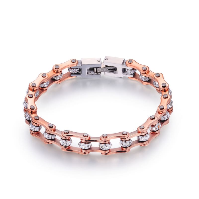 Bracelet chaine de moto femme rose - 7 mm / 16 cm