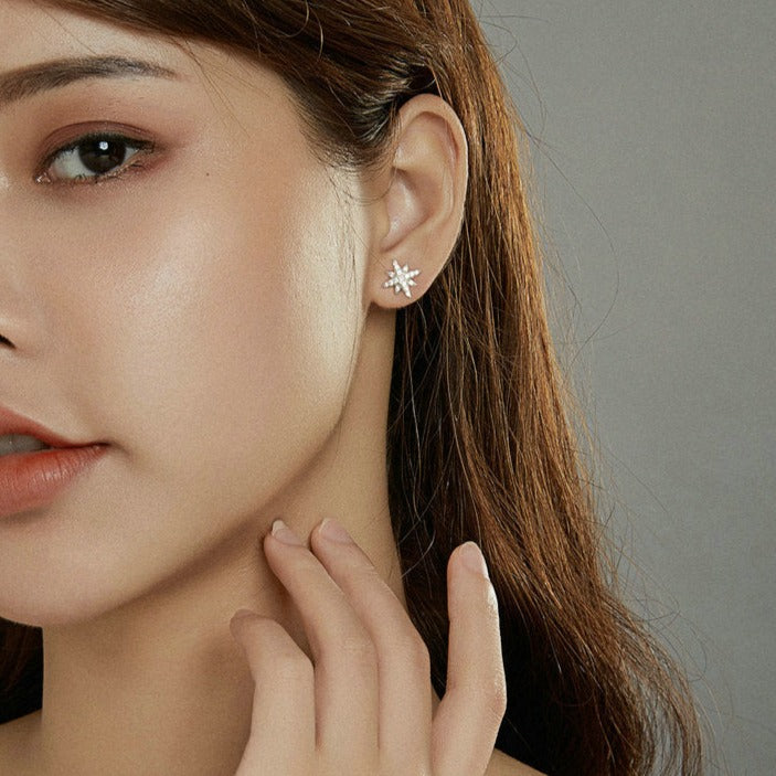 Boucle d'oreille en argent sterling 925 asymétrique en forme d'étoile