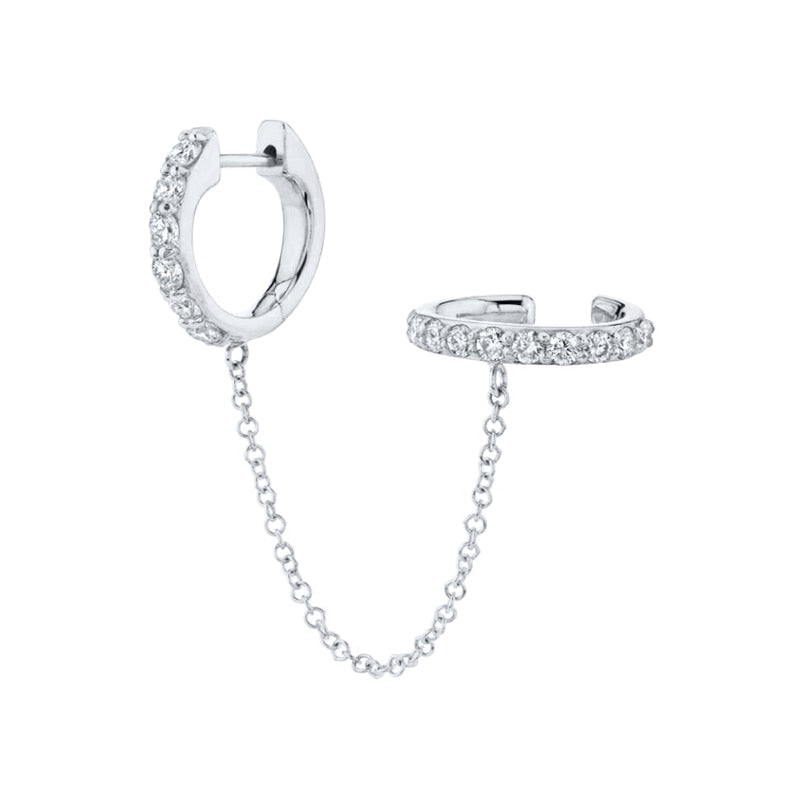 Boucle d'oreille double trou avec zircon blanc