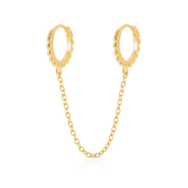 Boucle d'oreille double trou avec zircon blanc