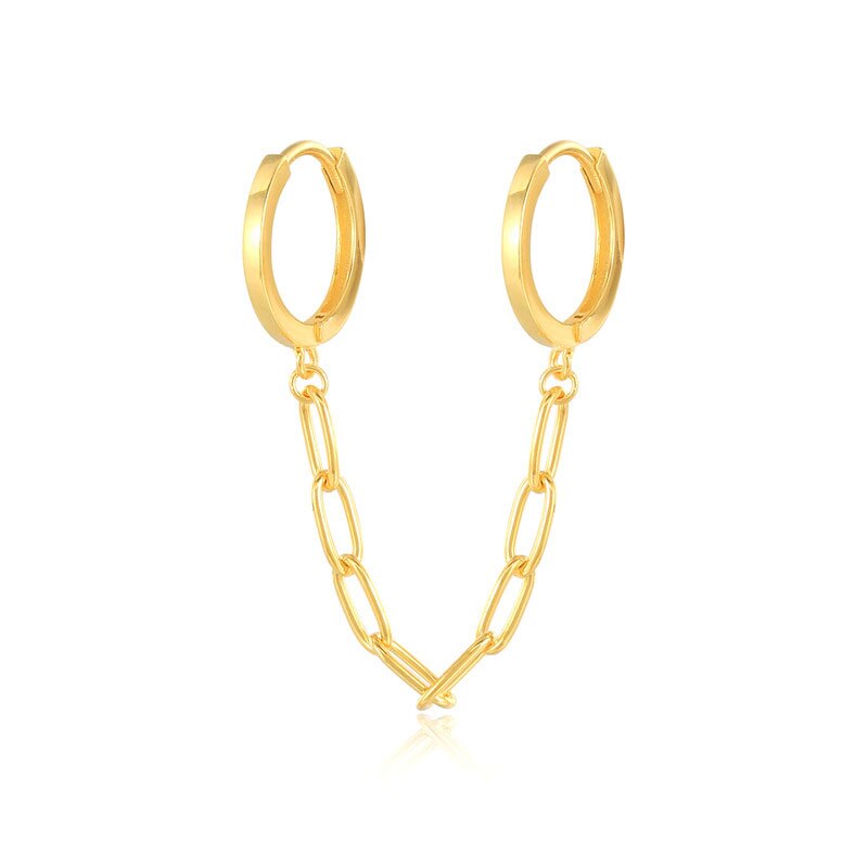 Boucle d'oreille double trou avec zircon blanc