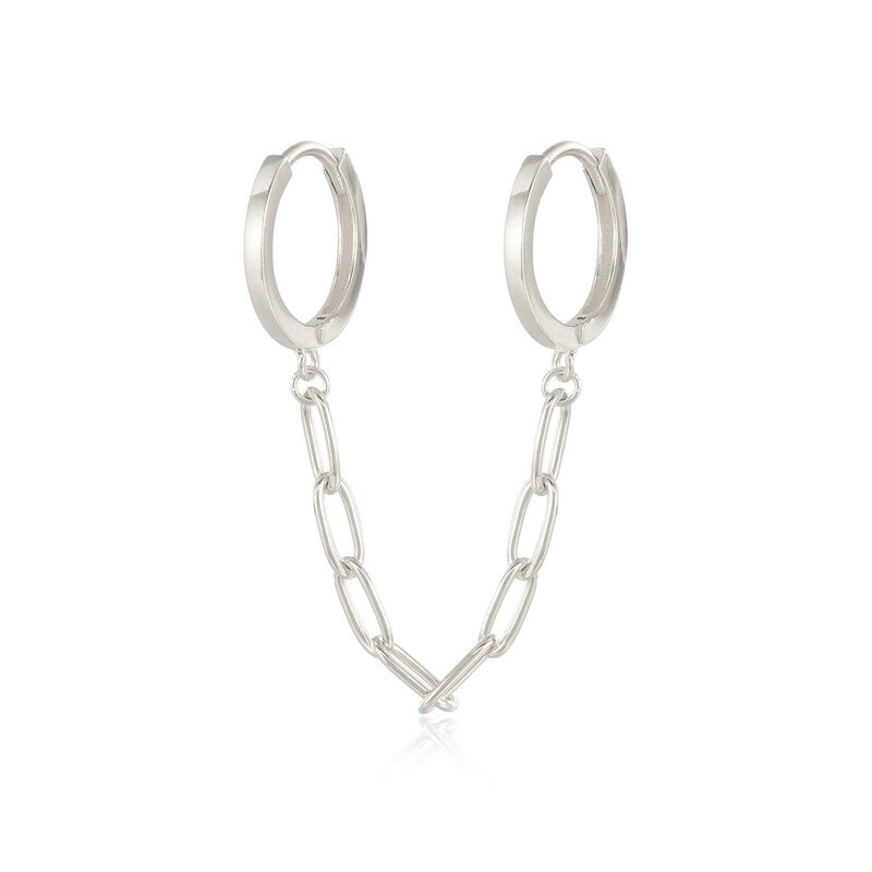 Boucle d'oreille double trou avec zircon blanc