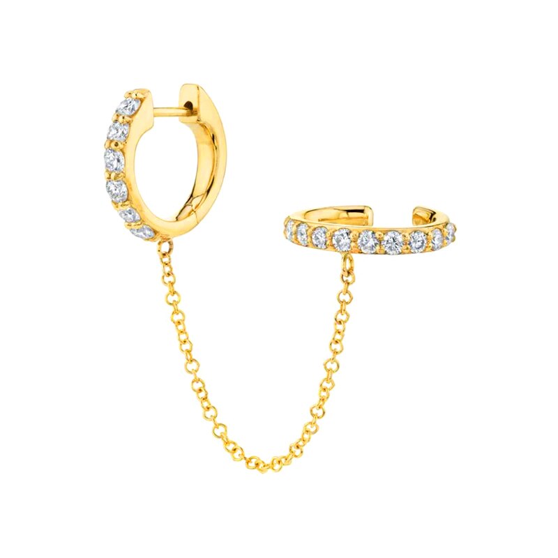 Boucle d'oreille double trou avec zircon blanc