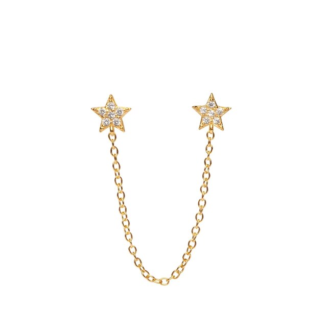 Boucle d'oreille double trou avec zircon blanc
