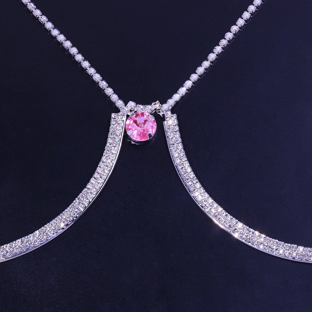 Soutien gorge strass avec cristal rose