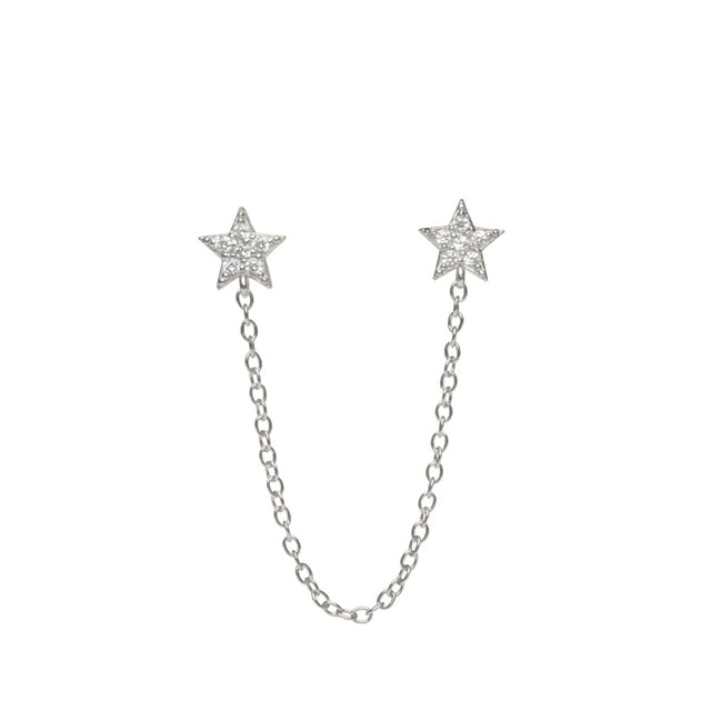 Boucle d'oreille double trou avec zircon blanc