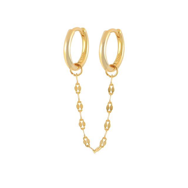 Boucle d'oreille double trou avec zircon blanc