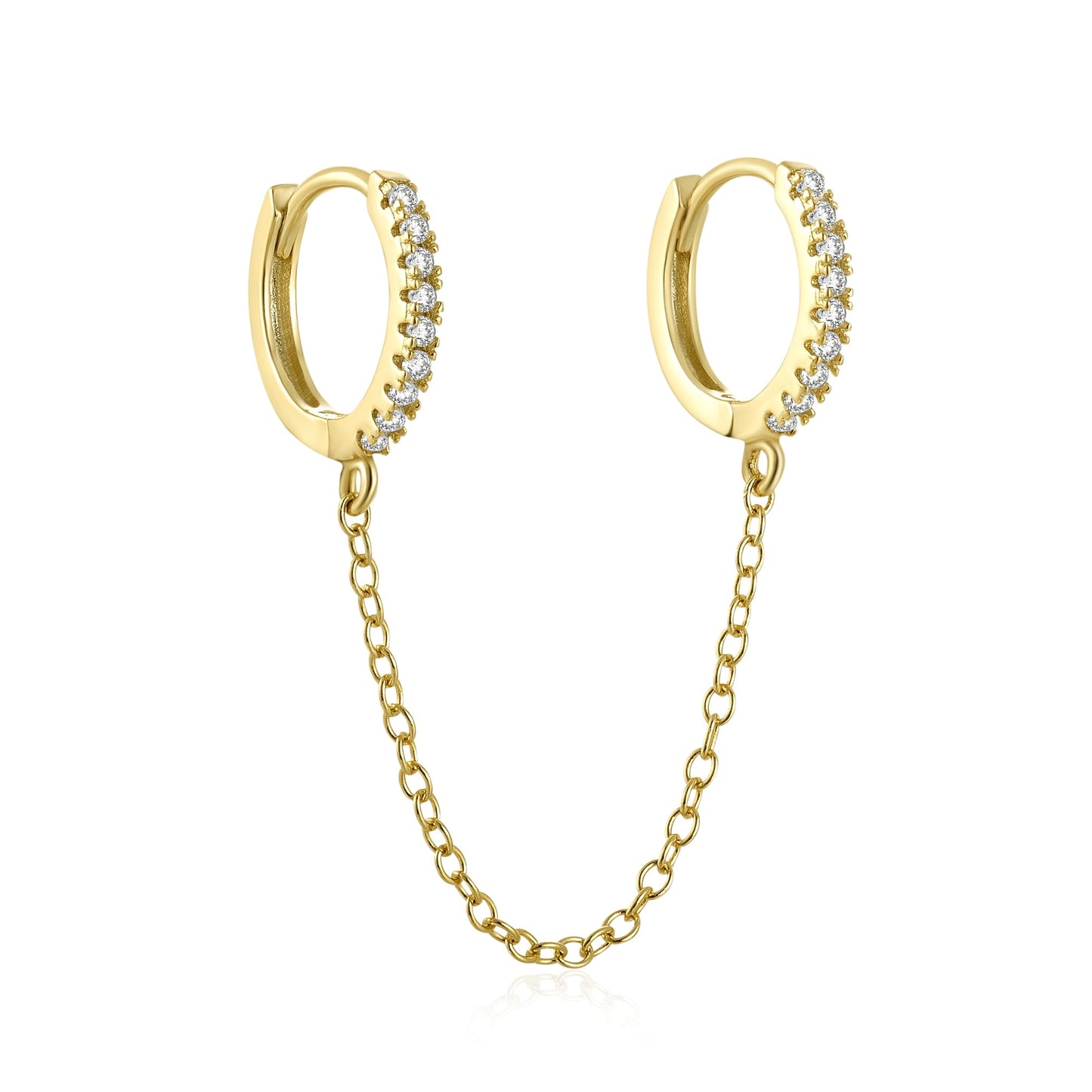 Boucle d'oreille double trou avec zircon blanc