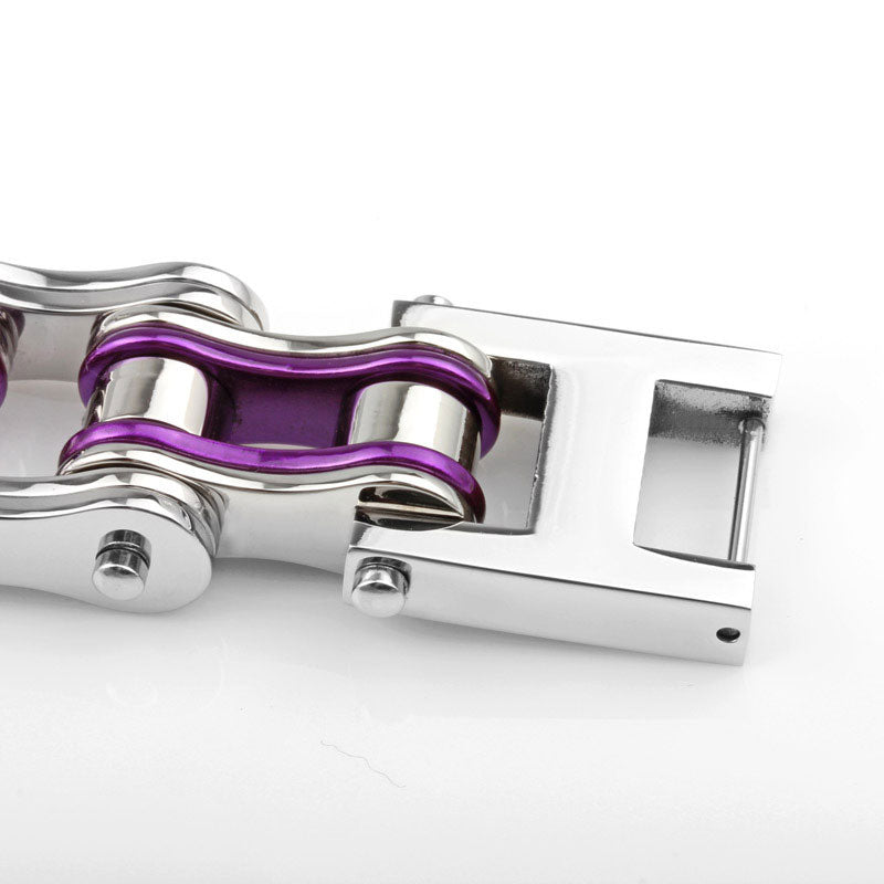 Bracelet chaine moto violet