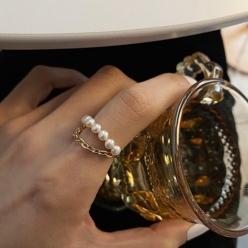 Bague chaine avec perle