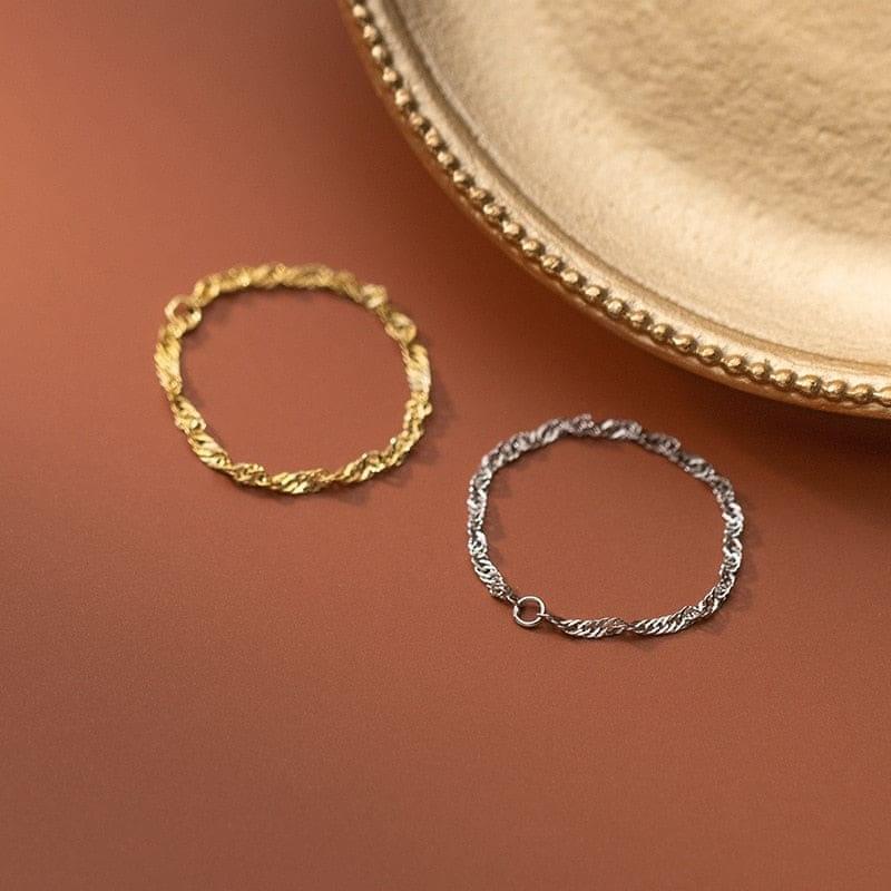 Bague chaine fine or et argent