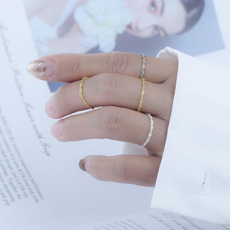 Bague chaine fine or et argent