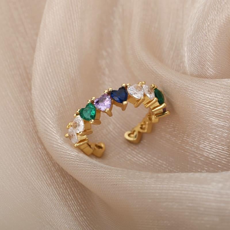 Bague de pouce multicolore avec coeurs