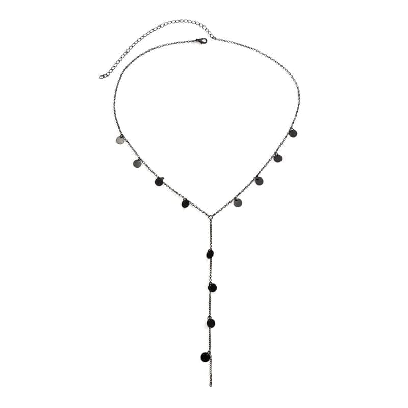 Bijou collier chaine de poitrine avec pendentif noir