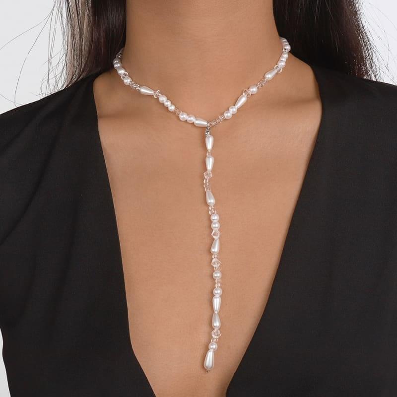 Bijou collier de poitrine perlé