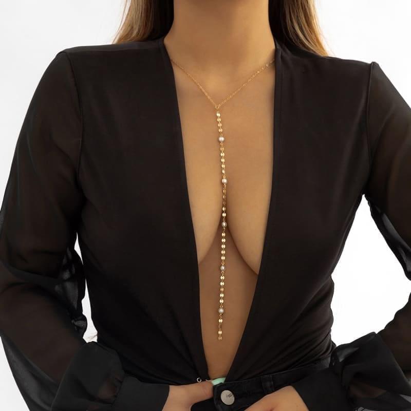Bijou de corps poitrine avec perles