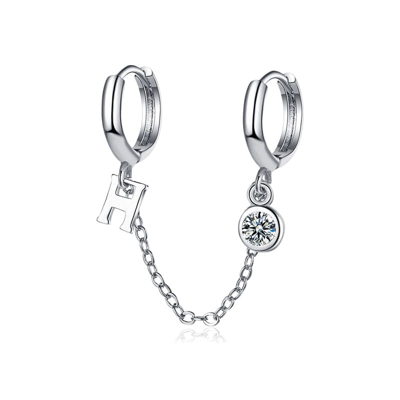 Boucle d’oreille chaine 2 trous argentée