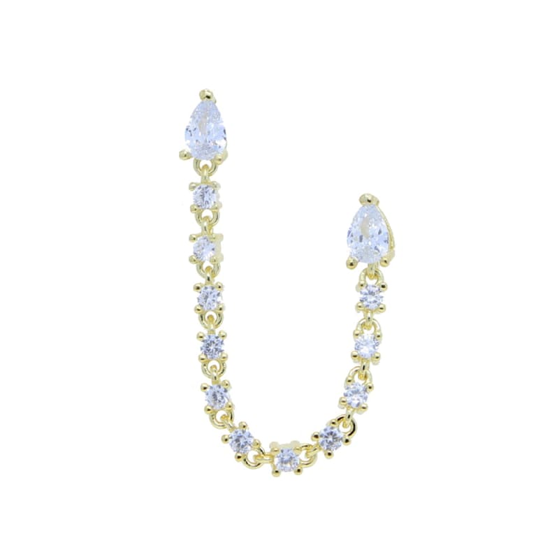 Boucle d’oreille chaine 2 trous avec cristal