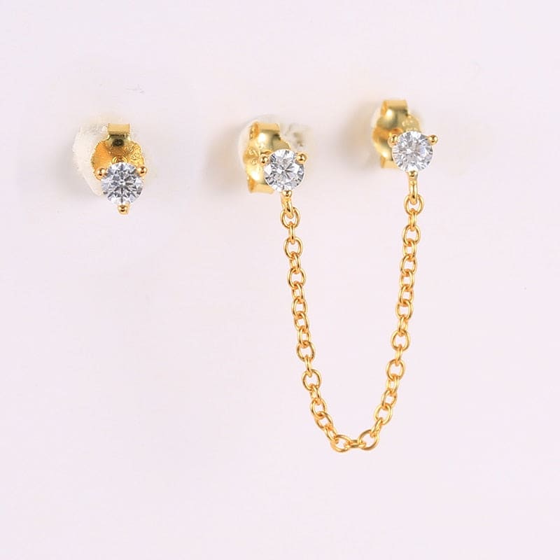 Boucle d’oreille chaine 2 trous en argent