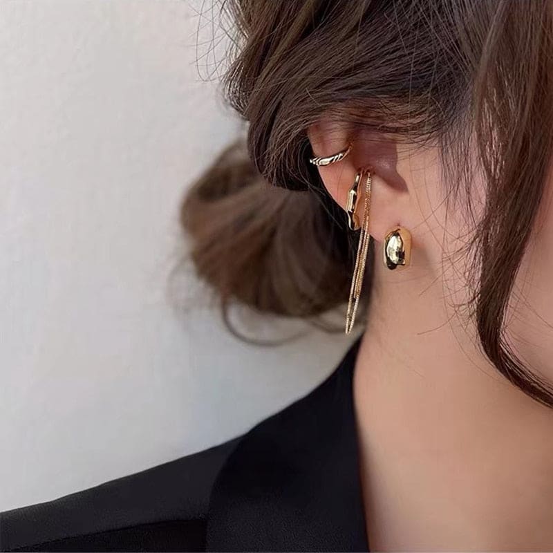 Boucle d’oreille chaine ensemble de 4 - Or