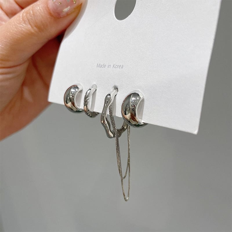 Boucle d’oreille chaine ensemble de 4