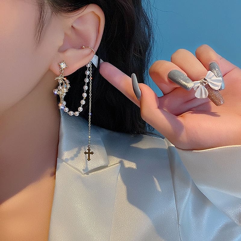 Boucle d’oreille chaine fantaisie
