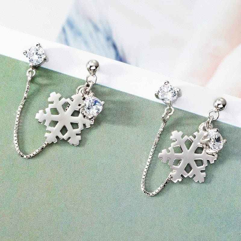 Boucle d’oreille chaine flocon de neige