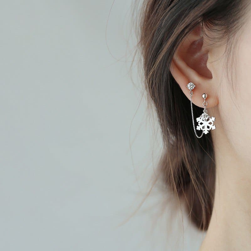 Boucle d’oreille chaine flocon de neige