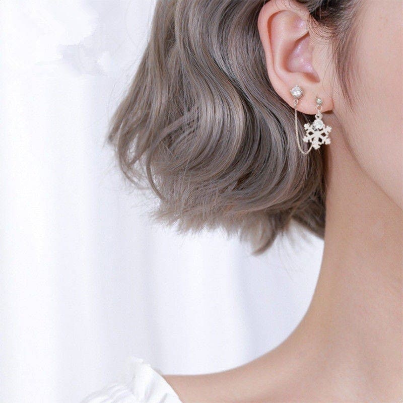 Boucle d’oreille chaine flocon de neige