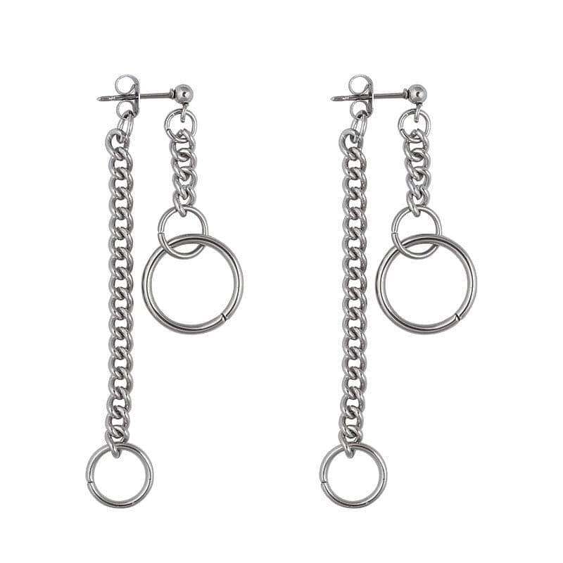 Boucle d’oreille chaine pendante avec anneau