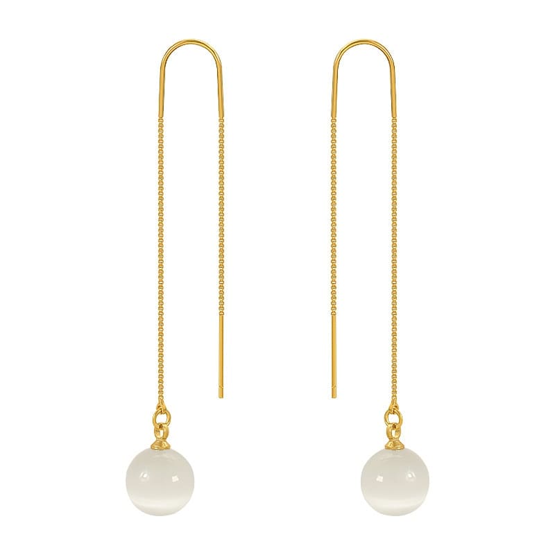 Boucle d’oreille chaine traversante avec perle