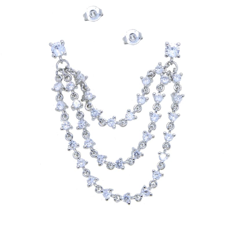 Boucle d’oreille triple chaine pendante