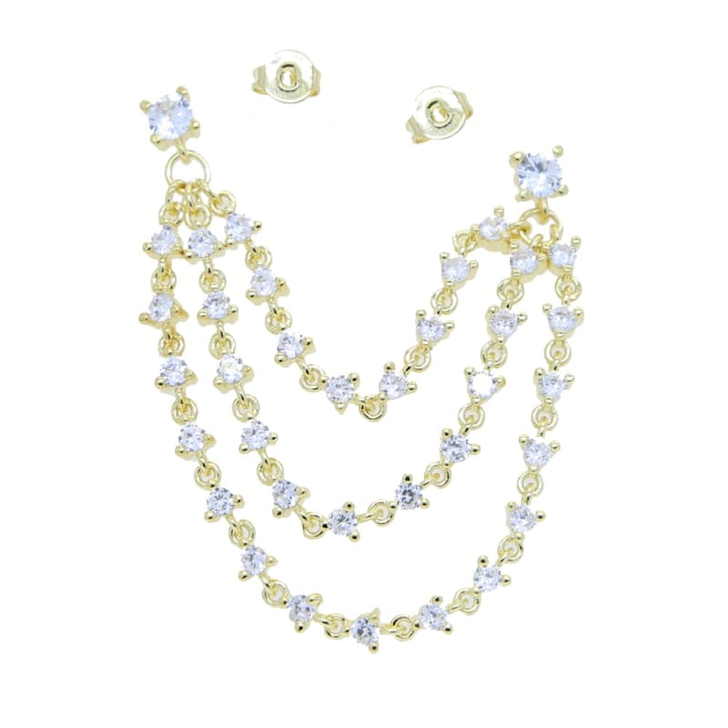 Boucle d’oreille triple chaine pendante