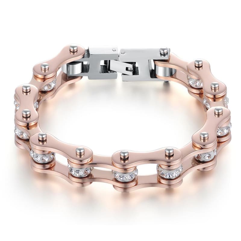 Bracelet chaine de moto femme rose - 10 mm / 17 cm
