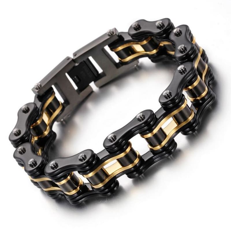 Bracelet chaine de moto tour de poignet 18 - Black Gold /