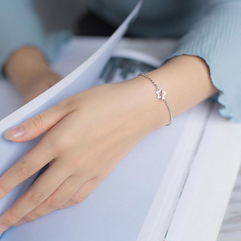 Bracelet chaine fine en argent - Étoile