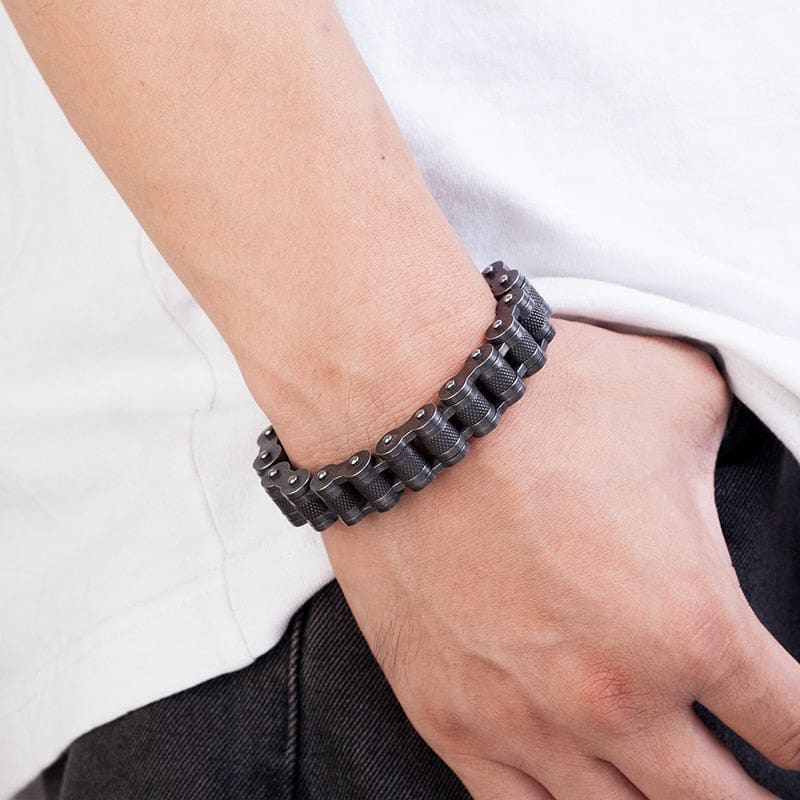 Bracelet chaine moto noir