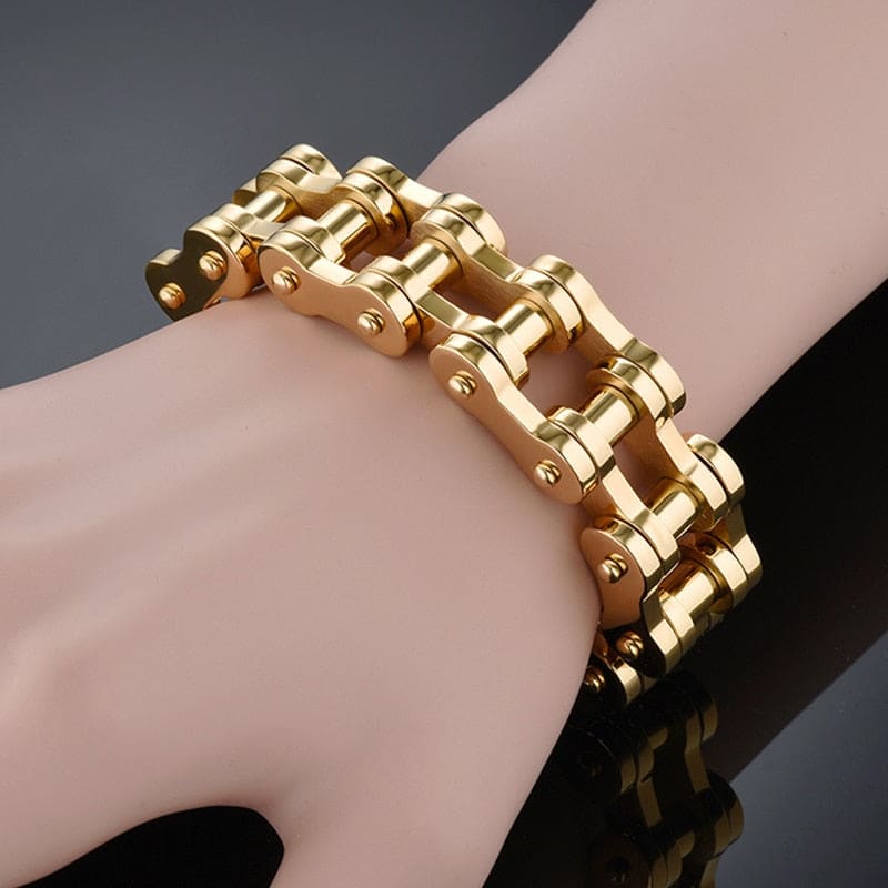 Bracelet chaine moto or