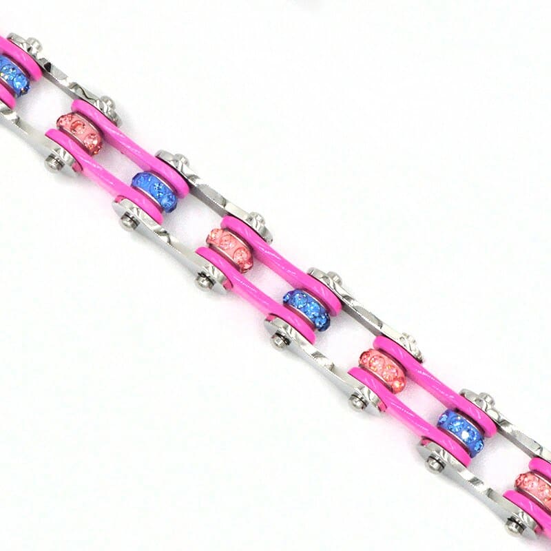 Bracelet chaine moto rose