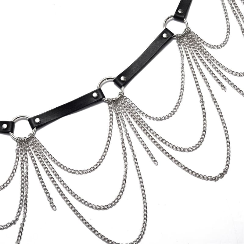 Ceinture harnais en cuir punk pour femme