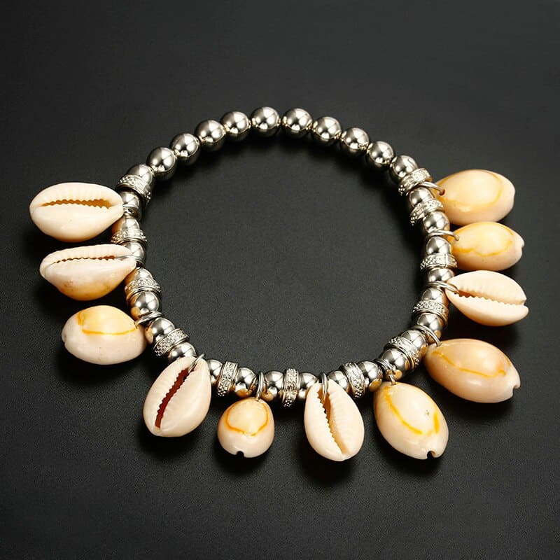Chaine de cheville argent coquillage
