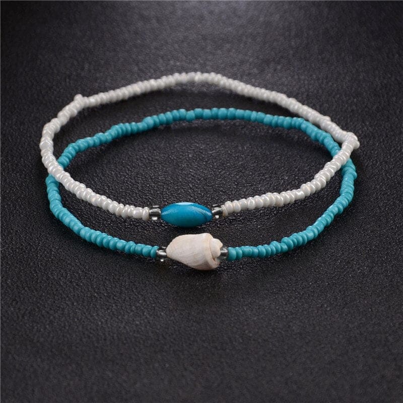 Chaine de cheville bleue