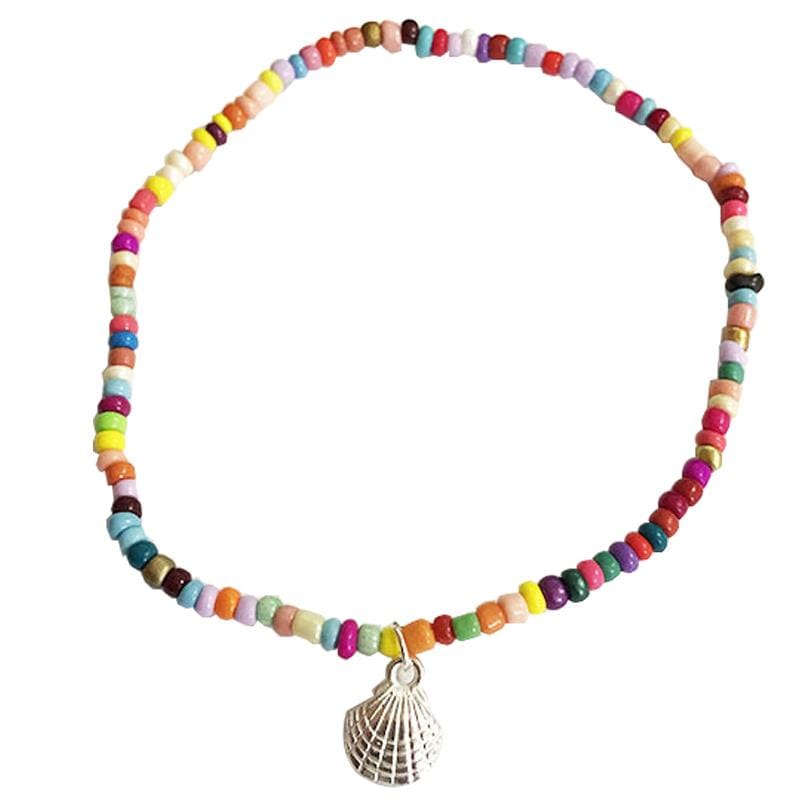 Chaine de cheville colorée - Argent