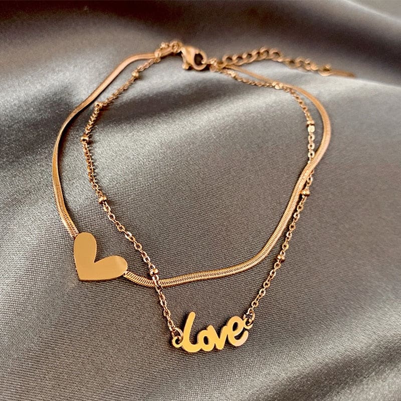 Chaine de cheville or coeur