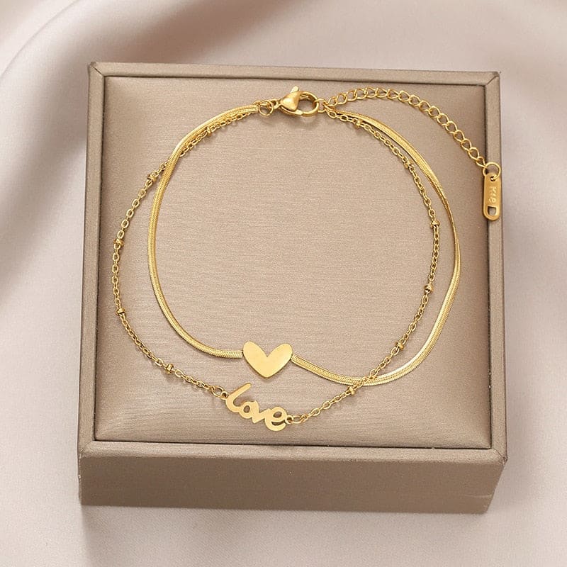 Chaine de cheville or coeur