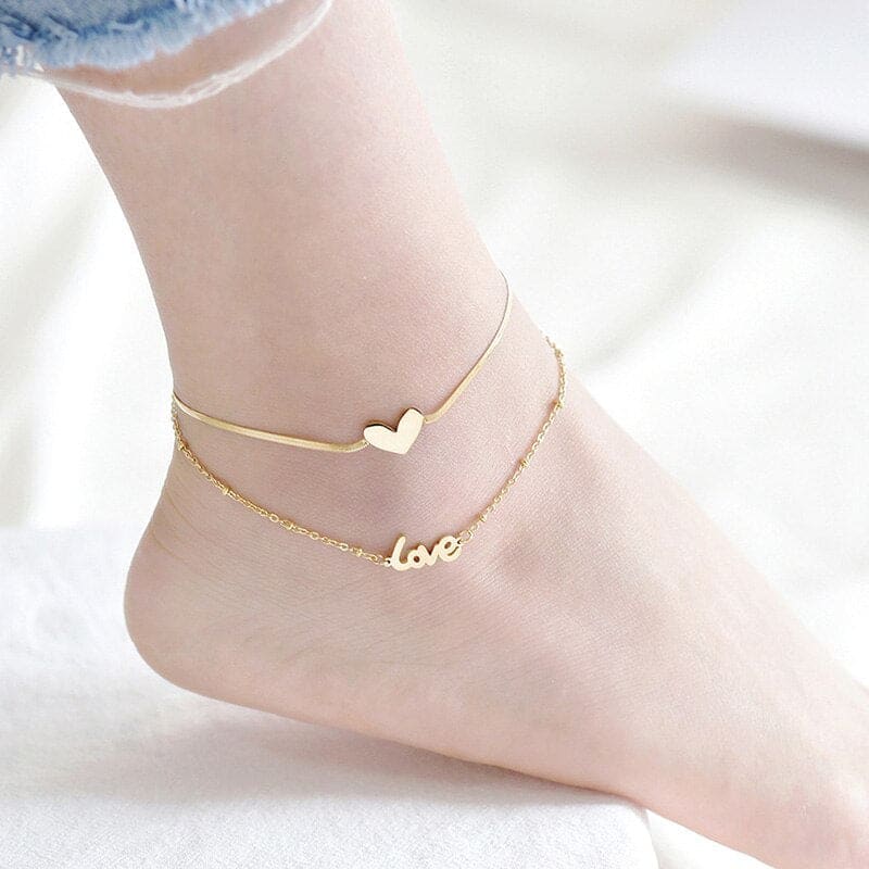Chaine de cheville or coeur