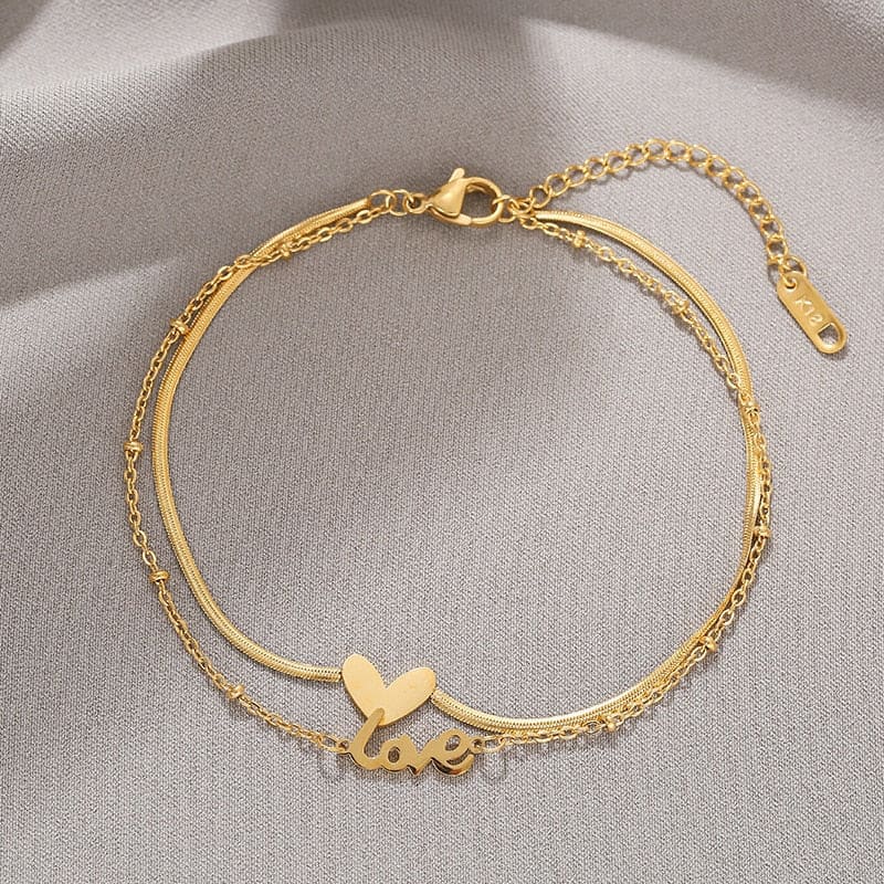 Chaine de cheville or coeur
