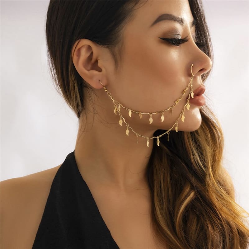 Chaine de corps pour visage et piercing - Couleur or