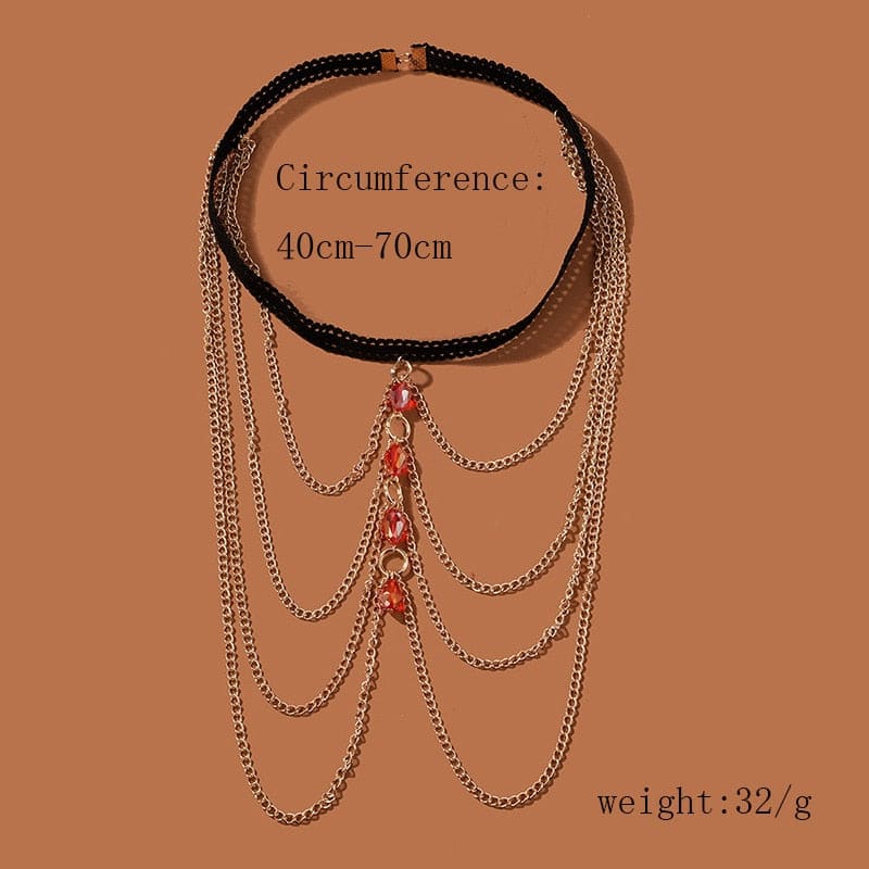 Chaine de cuisse aux perles rouges