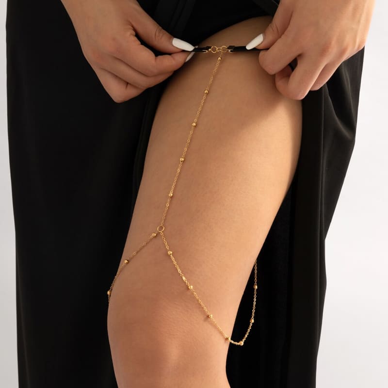 Chaine de cuisse aux petites perles dorées - Couleur or